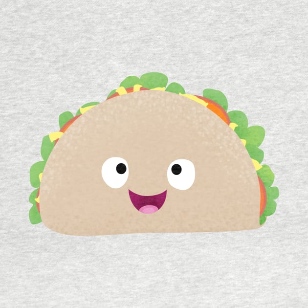 Cute happy smiling taco cartoon illustration by FrogFactory